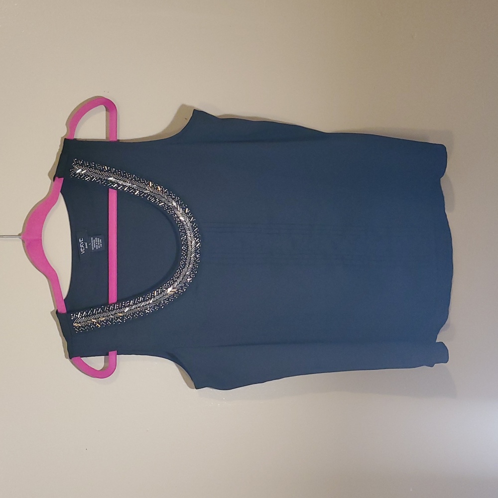 Verve Ami Black Tank Top with Silver Embellishments